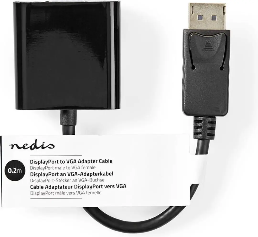Nedis DisplayPort naar VGA Adapter 1080p - 0.2m - Zwart