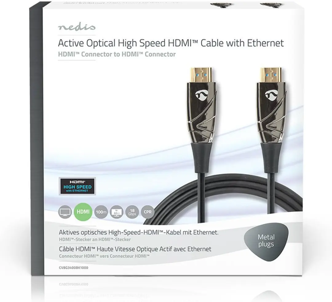 Nedis HDMI-Kabel CVBG3400BK1000 4K@60Hz - 100m - Zwart
