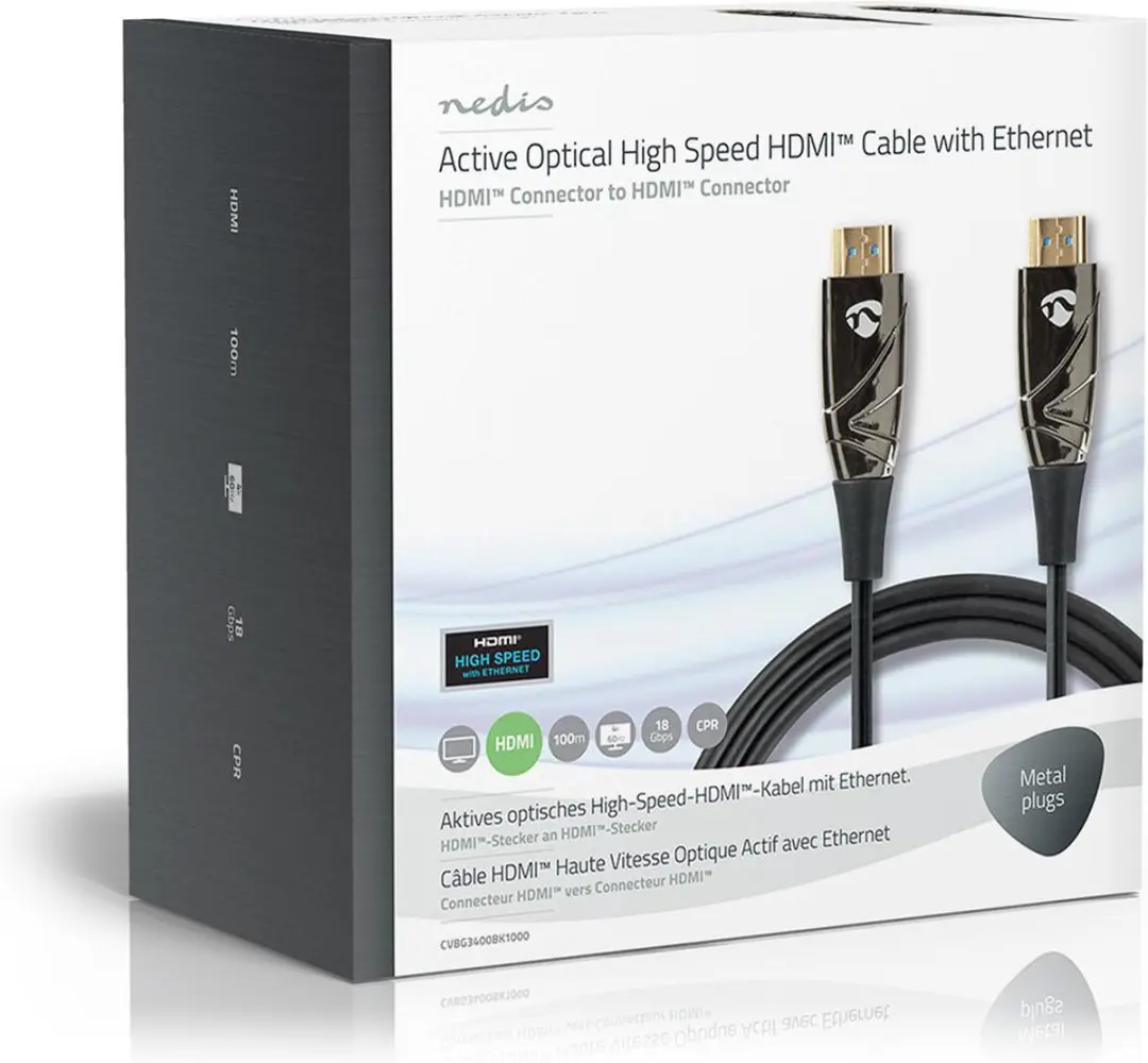 Nedis HDMI-Kabel CVBG3400BK1000 4K@60Hz - 100m - Zwart