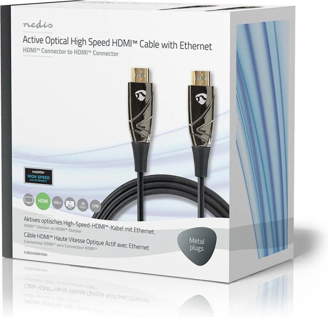 Nedis HDMI-Kabel CVBG3400BK1000 4K@60Hz - 100m - Zwart