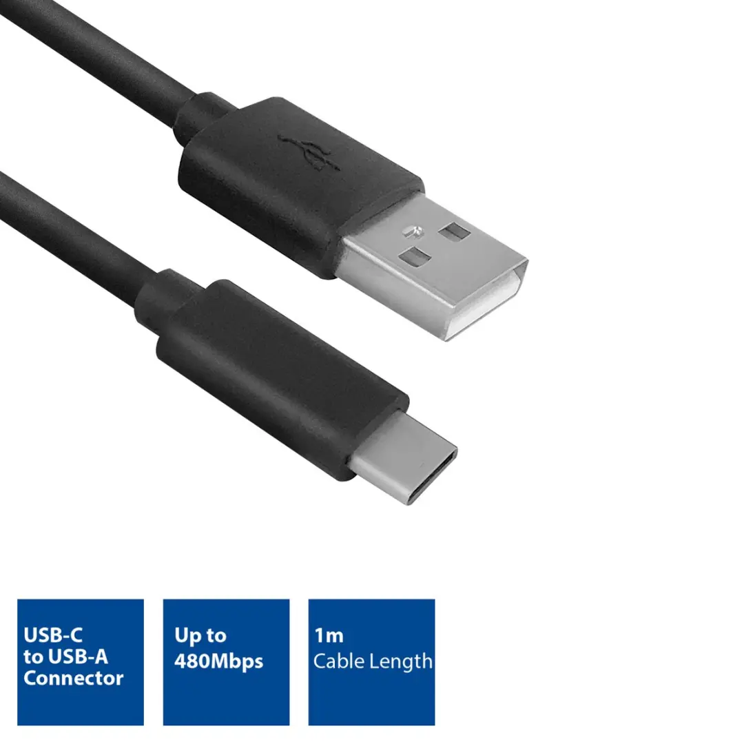 ACT AC7350 USB 2.0 Kabel - 1m - Zwart