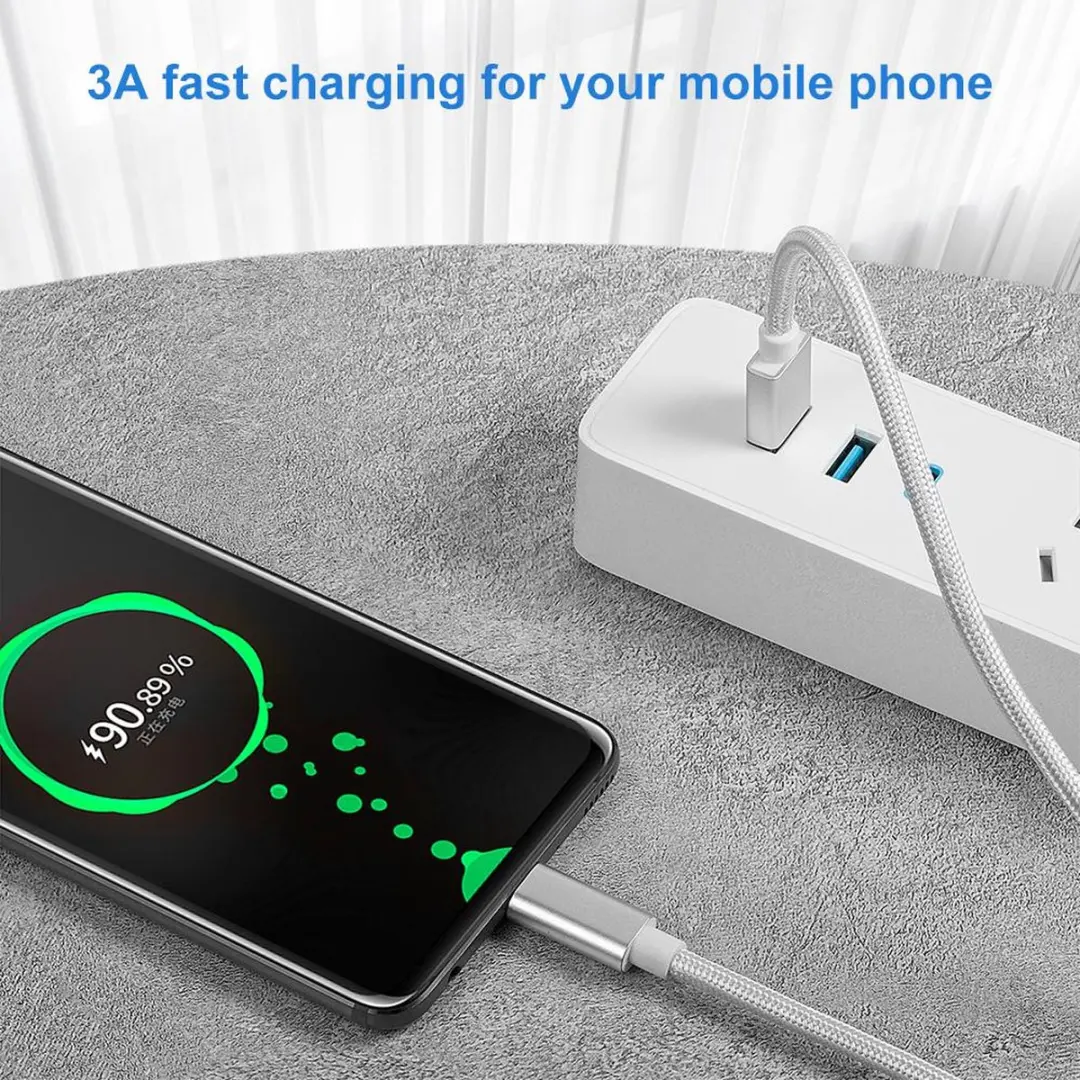 NÖRDIC USBC-N1092 USB-C naar USB-A Kabel 1m - Wit