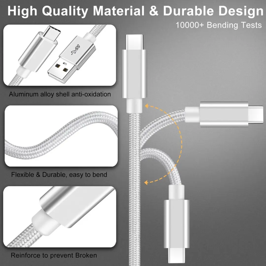 NÖRDIC USBC-N1092 USB-C naar USB-A Kabel 1m - Wit