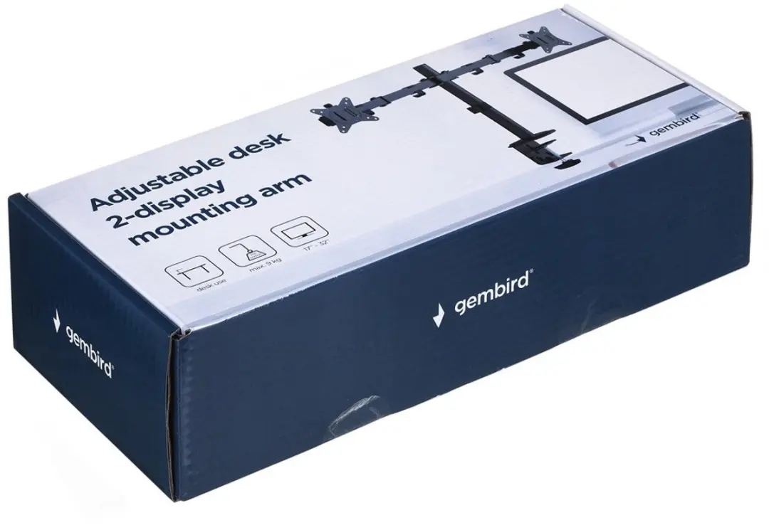 Gembird MA-D2-01 Monitorarm Dubbele Monitoren 17-32" - 9 kg per Monitor - Zwart - afbeelding 6 van 6