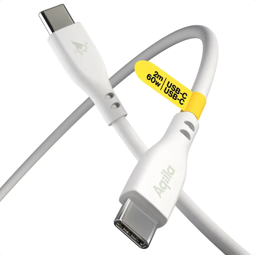 Aqiila Cablebird CS12 Laadkabel USB-C naar USB-C 60W - 2m - Wit