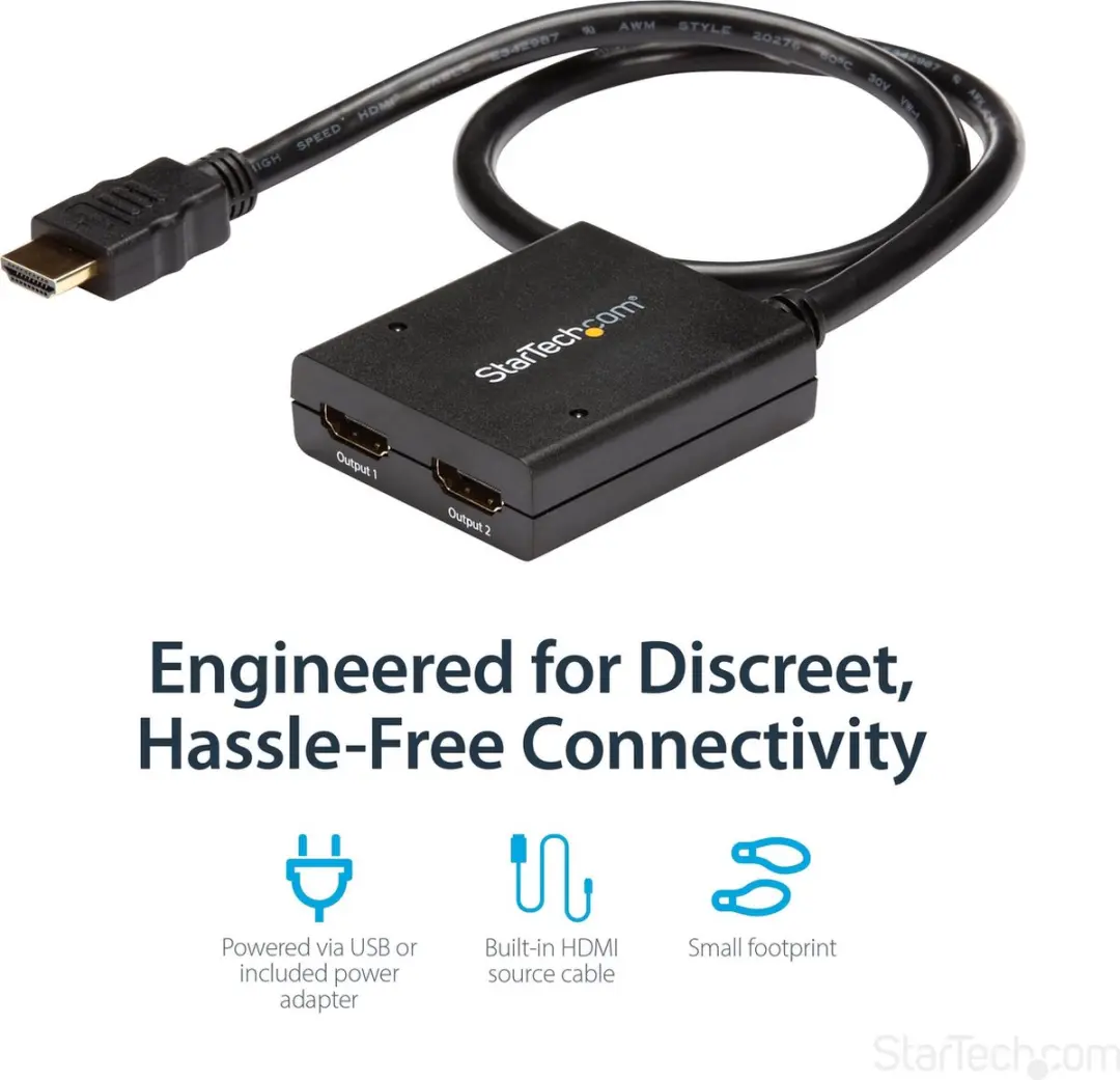 Startech ST122HD4KU HDMI Splitter 2-Poorts - 4K 30Hz - Zwart