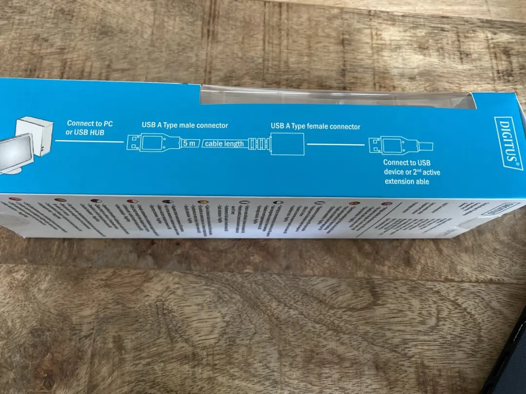 Digitus USB 2.0 A Male naar A Female Kabel 5m - Zwart