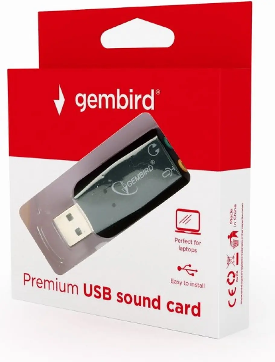 Gembird USB Geluidskaart SC-USB2.0-01 - 2x 3,5mm - Zwart