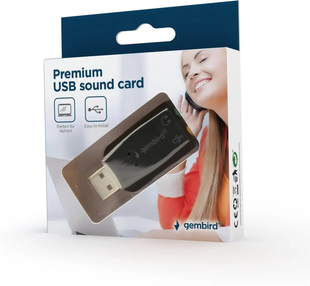 Gembird USB Geluidskaart SC-USB2.0-01 - 2x 3,5mm - Zwart