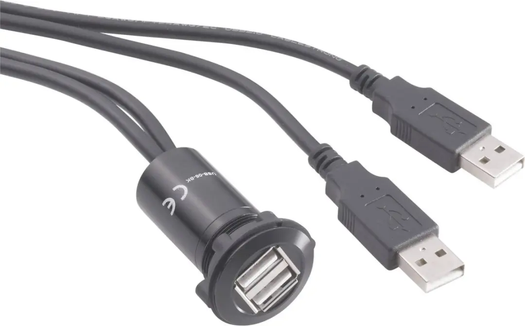 Tru Components USB-06-BK Dubbele USB-inbouwbus 2.0