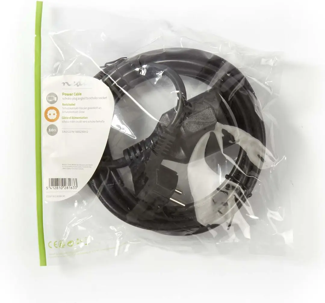 Nedis CEGP10230BK30 Stroomkabel Type F - 3m - Zwart