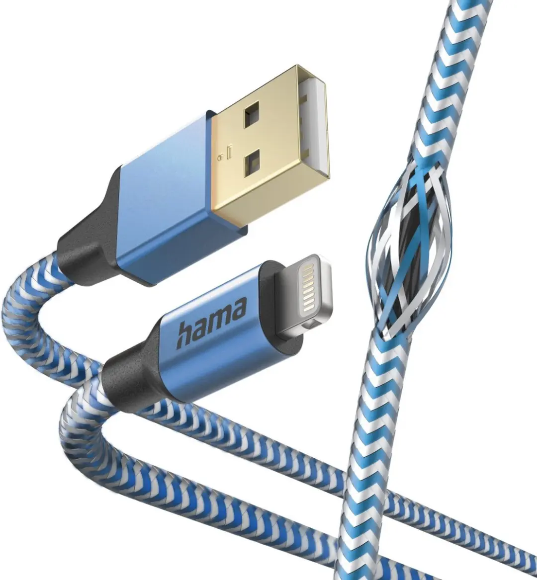 Hama Reflective USB-A naar Lightning Kabel 150cm Blauw