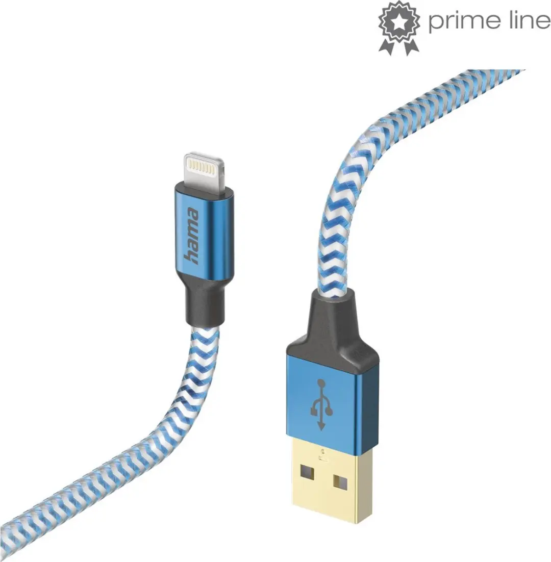Hama Reflective USB-A naar Lightning Kabel 150cm Blauw