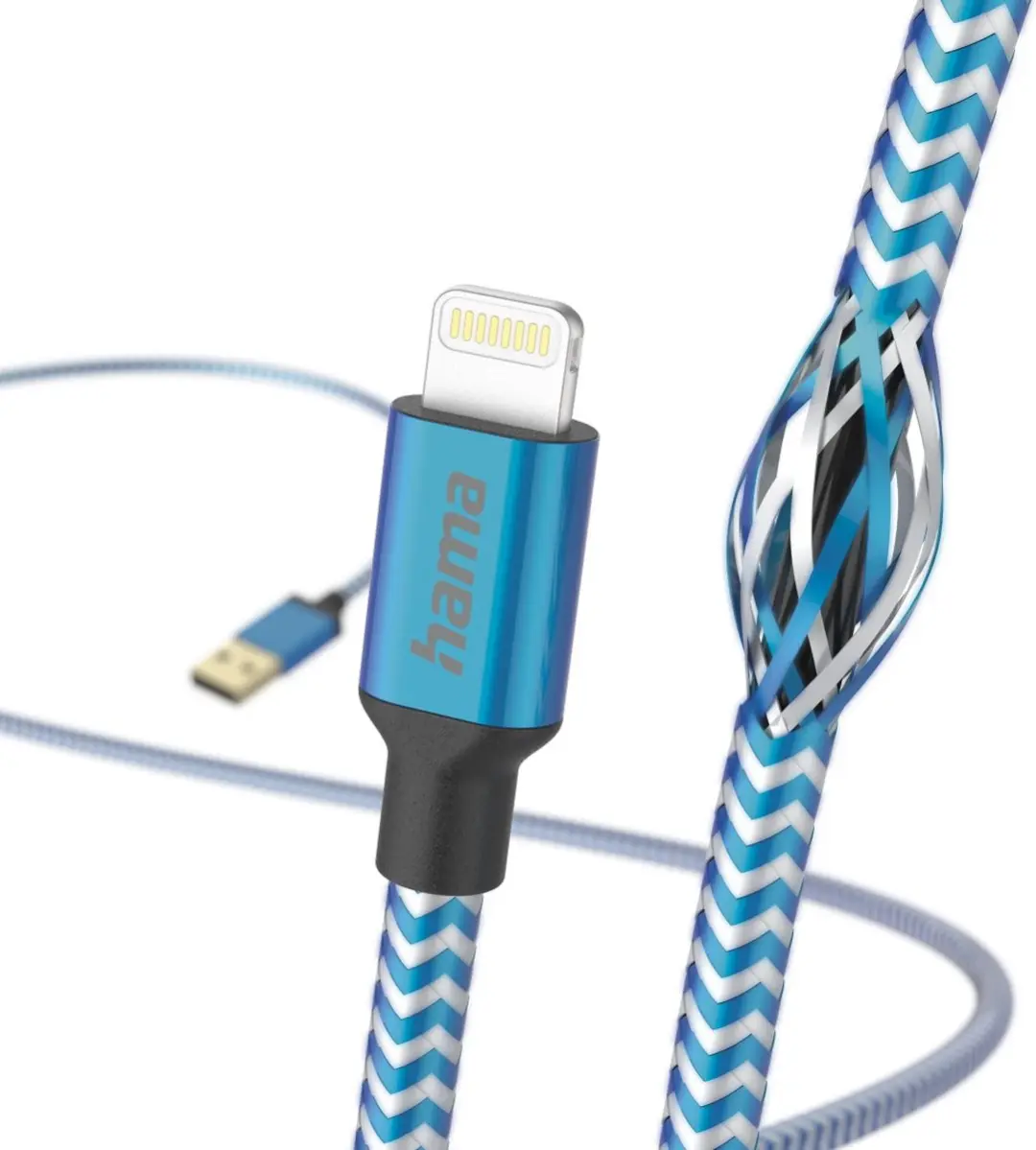 Hama Reflective USB-A naar Lightning Kabel 150cm Blauw