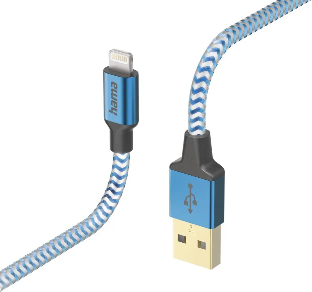 Hama Reflective USB-A naar Lightning Kabel 150cm Blauw