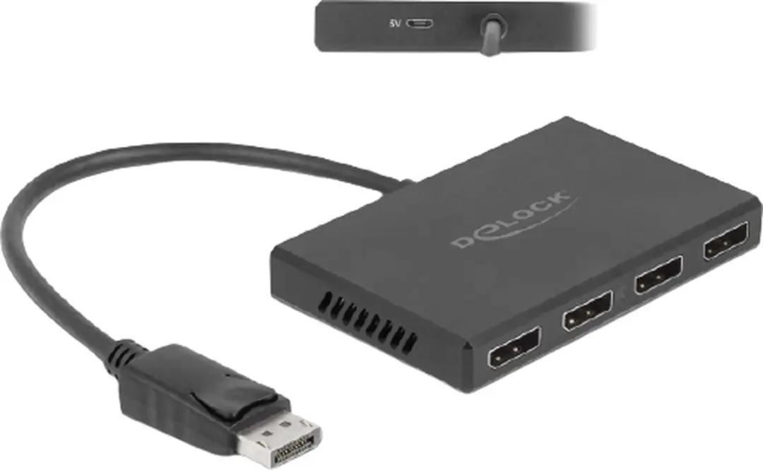 Delock DisplayPort 1.4 Splitter 1→4 - Zwart