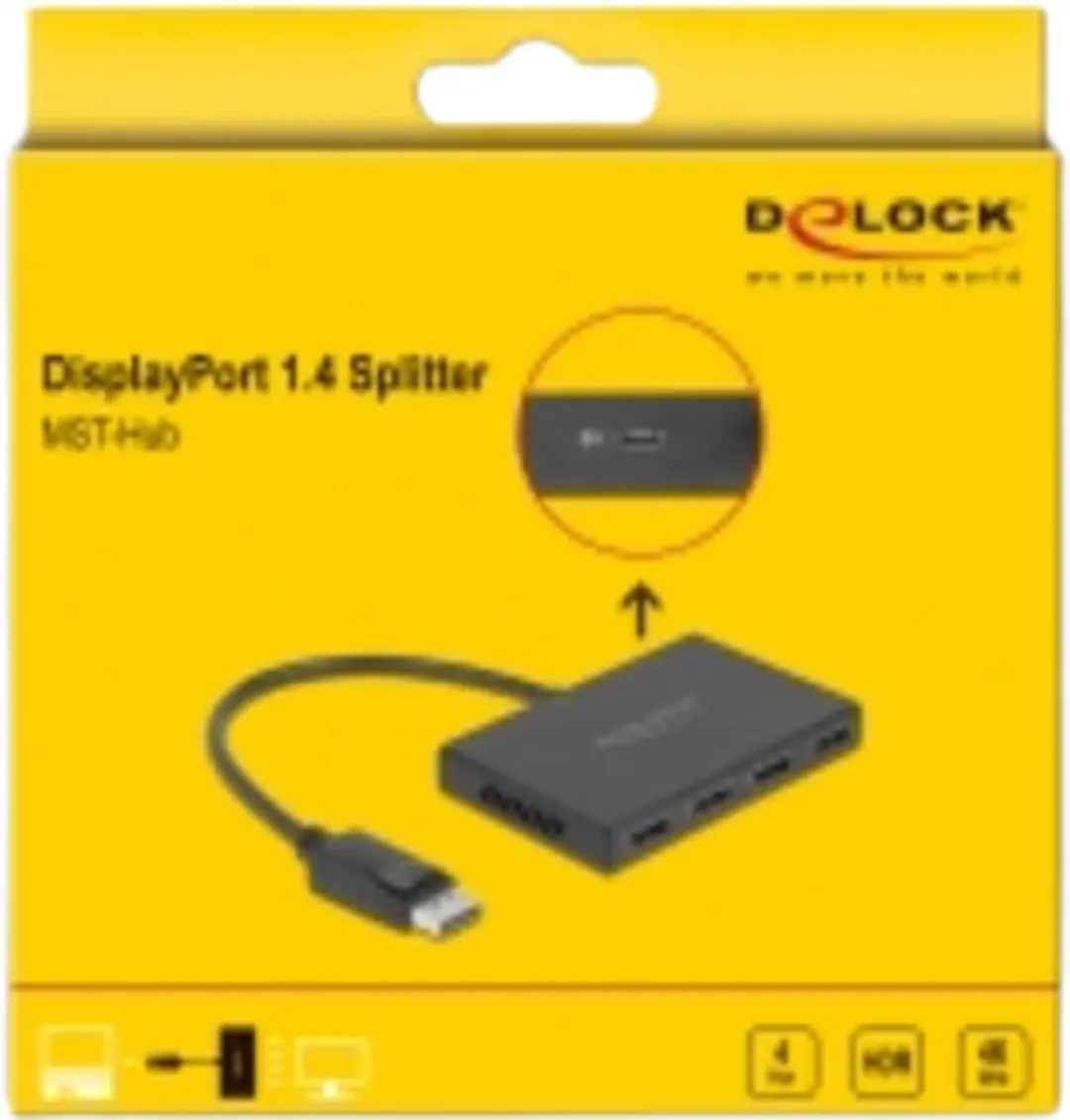 Delock DisplayPort 1.4 Splitter 1→4 - Zwart