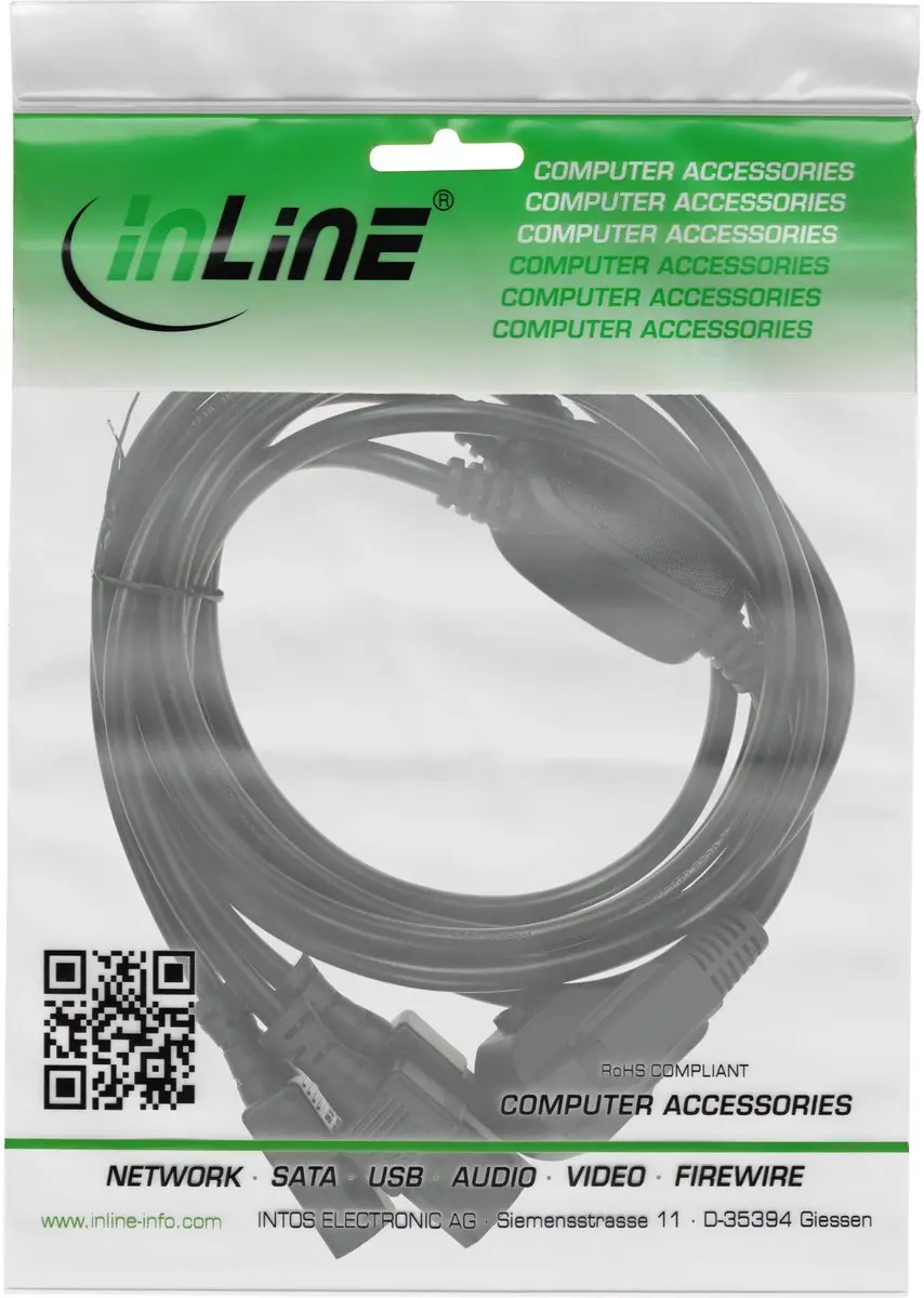 InLine C13 Y-stroomkabel 1,8m - 3x1,00mm² - Zwart