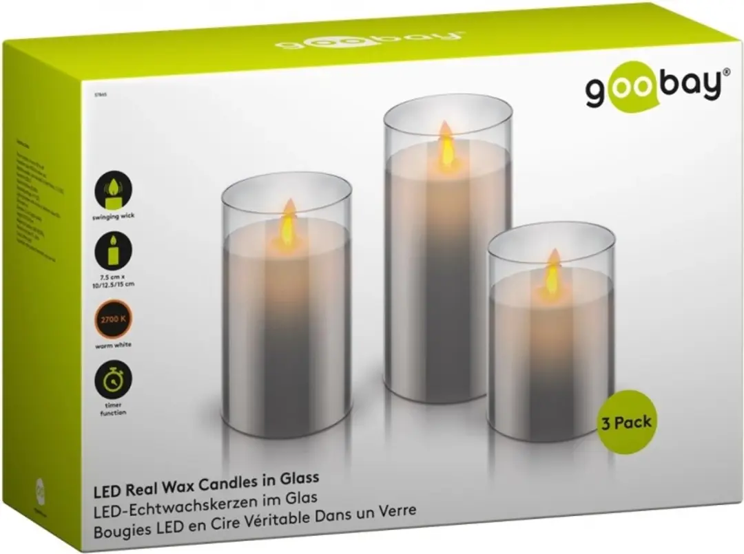 Goobay LED Waskaarsen Set 3 Stuks - 2700K - 10x AAA
