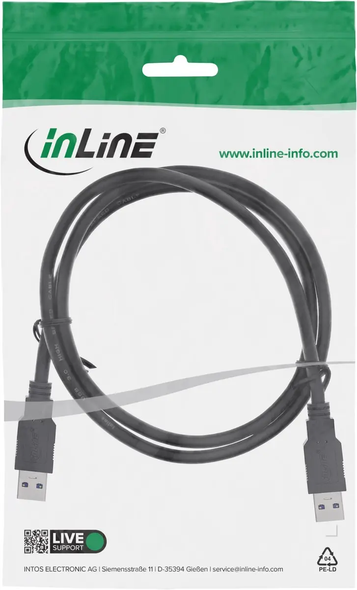 InLine USB 3.0 Kabel 1,5m - 2A - Zwart