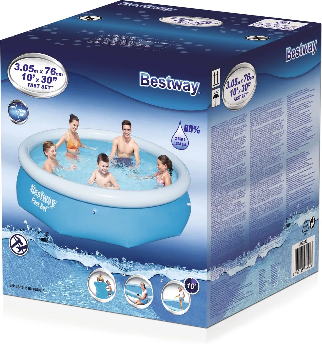 Bestway 305cm Blauw Opblaasbaar Zwembad 3800L