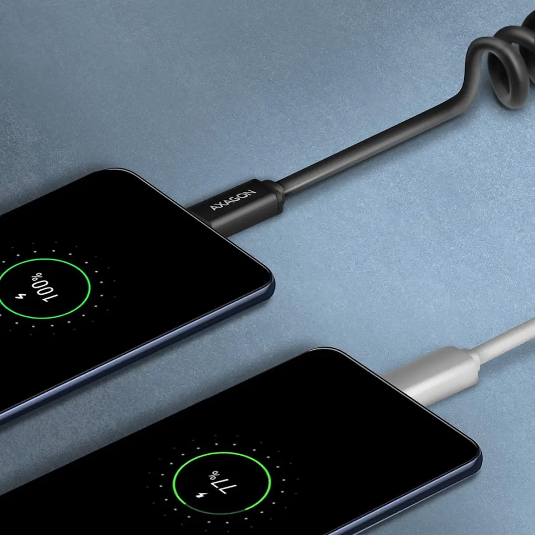Axagon BUCM-AM10TB Twister USB-C naar USB-A Kabel 0,6m - 2.4A - Zwart