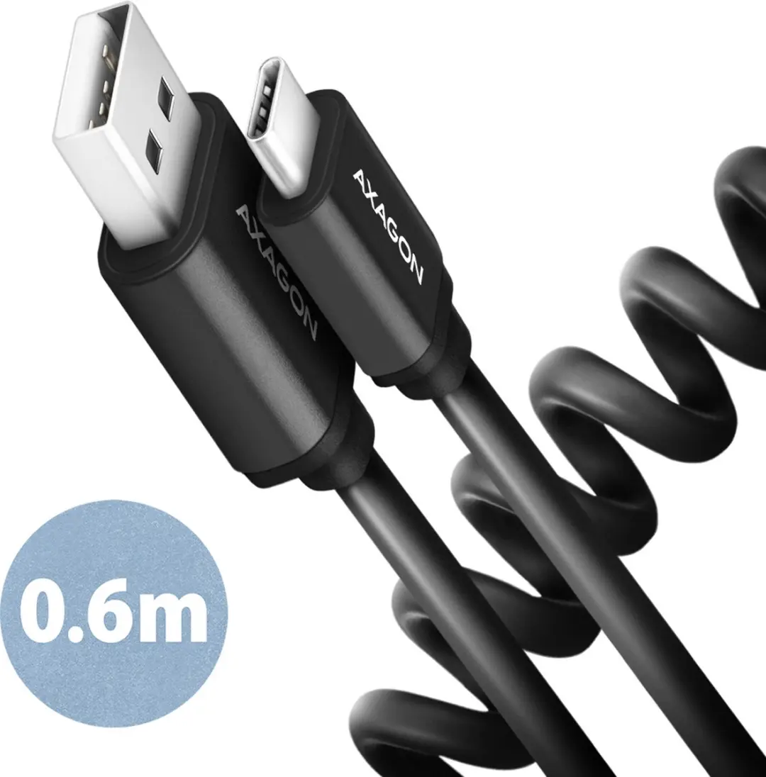 Axagon BUCM-AM10TB Twister USB-C naar USB-A Kabel 0,6m