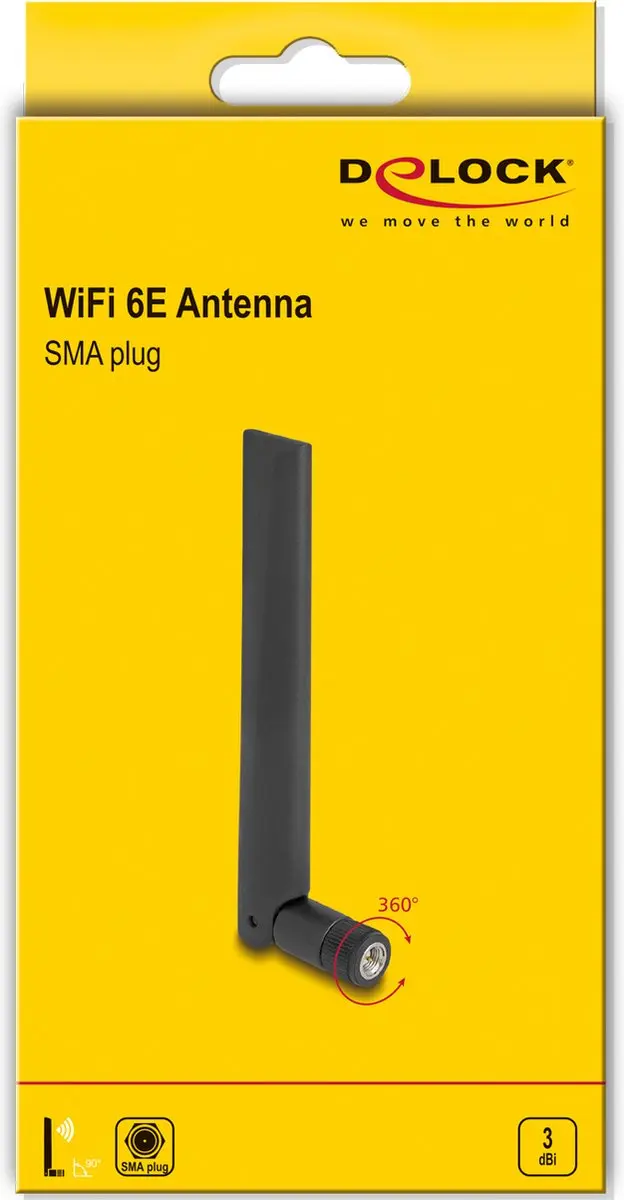 Delock WiFi 6E Antenne SMA 3dBi - Zwart