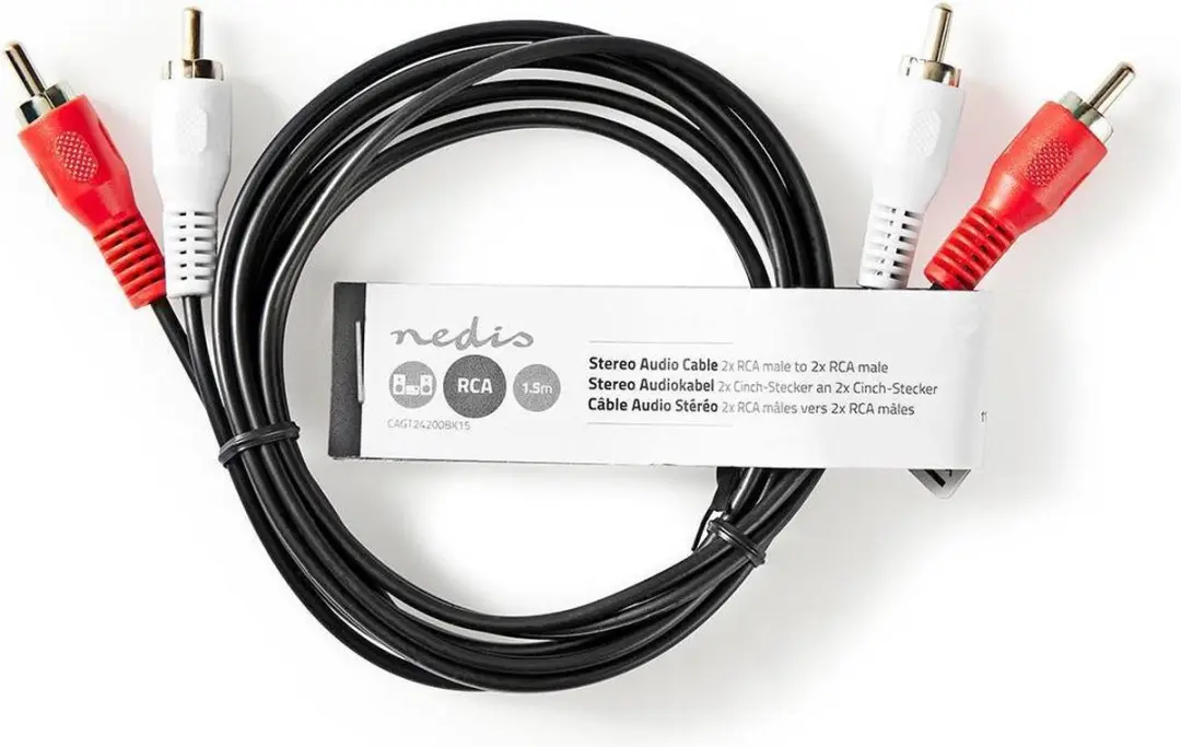 Nedis Stereo-Audiokabel CAGL24200BK15 - 2x RCA Male - 1.50m - Zwart