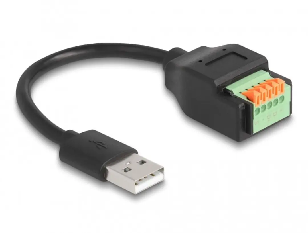 Delock USB 2.0 Type-A naar Terminal Block Adapter 15cm - Zwart