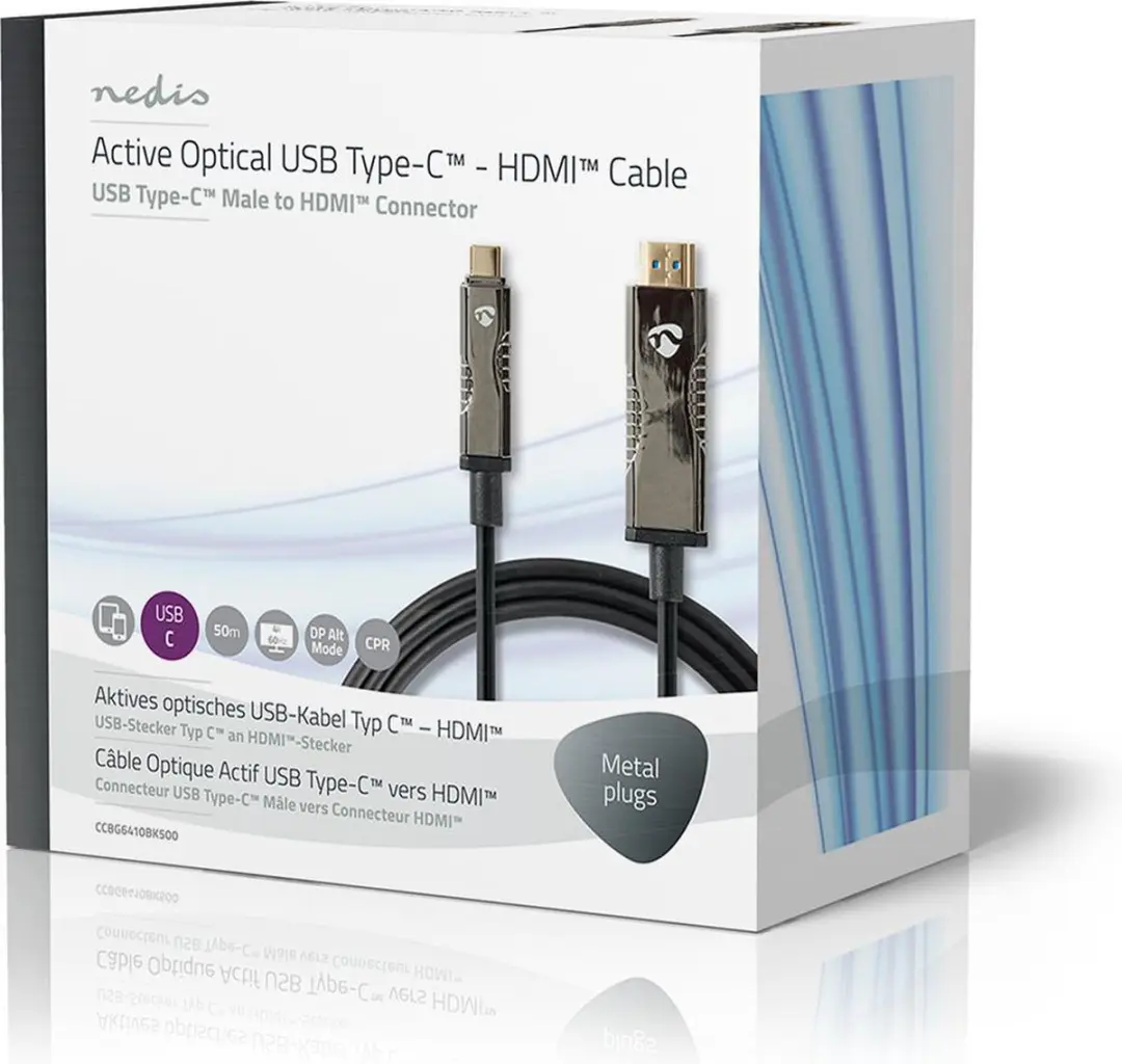 Nedis CCBG6410BK500 Actieve USB-C naar HDMI Kabel 18Gbps 50m - Zwart