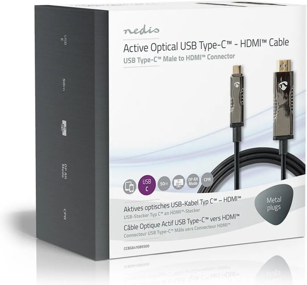 Nedis CCBG6410BK500 Actieve USB-C naar HDMI Kabel 18Gbps 50m - Zwart