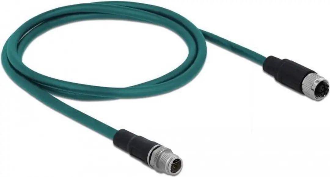 Delock M12 8-pins X-gecodeerd Netwerkverlengkabel CAT6a TPU PUR 1m - Groen