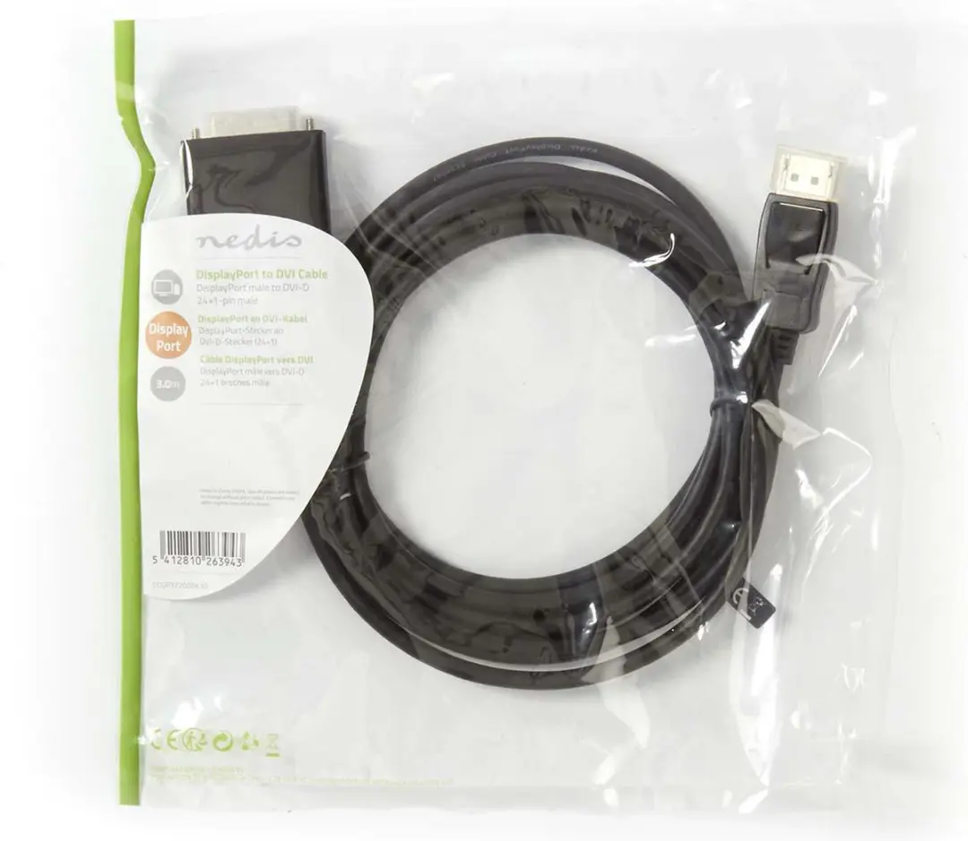 Nedis DisplayPort-DVI Kabel 3m - Zwart