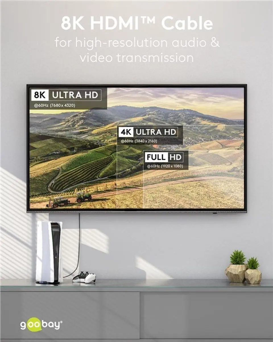 Goobay HDMI 2.1 Kabel 8K 60Hz HDR - 1m - Zwart