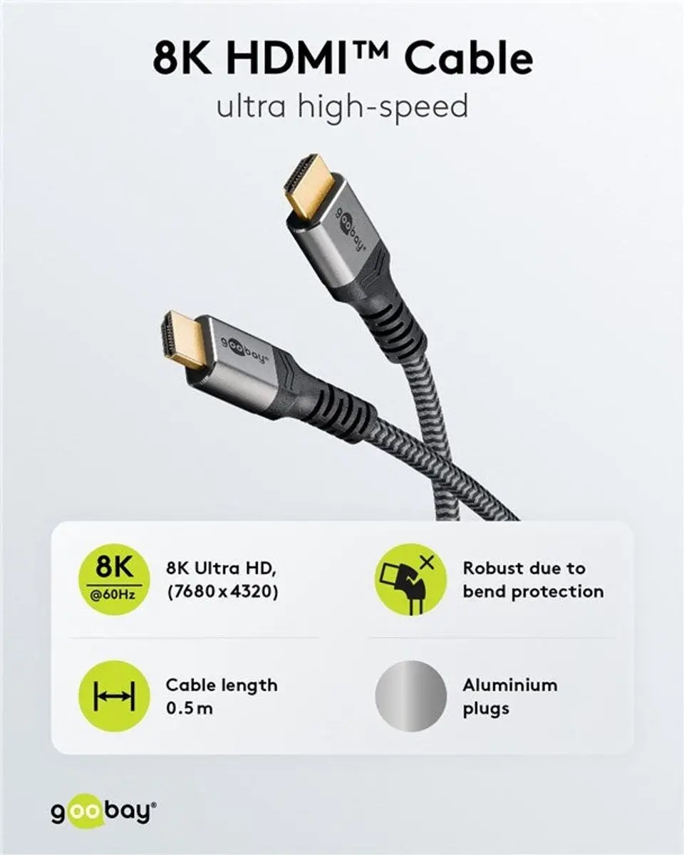 Goobay HDMI 2.1 Kabel 8K 60Hz HDR - 1m - Zwart