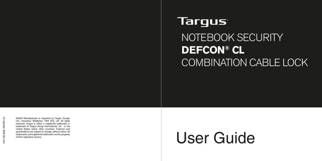 Targus Defcon PA410E Beveiligingskabel - Overig