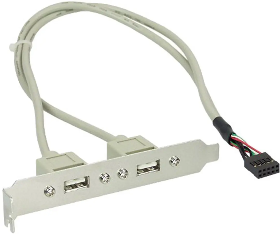 InLine Sleufbeugel USB 2.0 2x Contactdoos - 0,35m Grijs