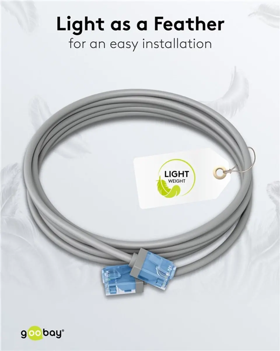 Goobay UTP CAT6A Slimline Netwerkkabel KD24247 - 0,15m - Grijs