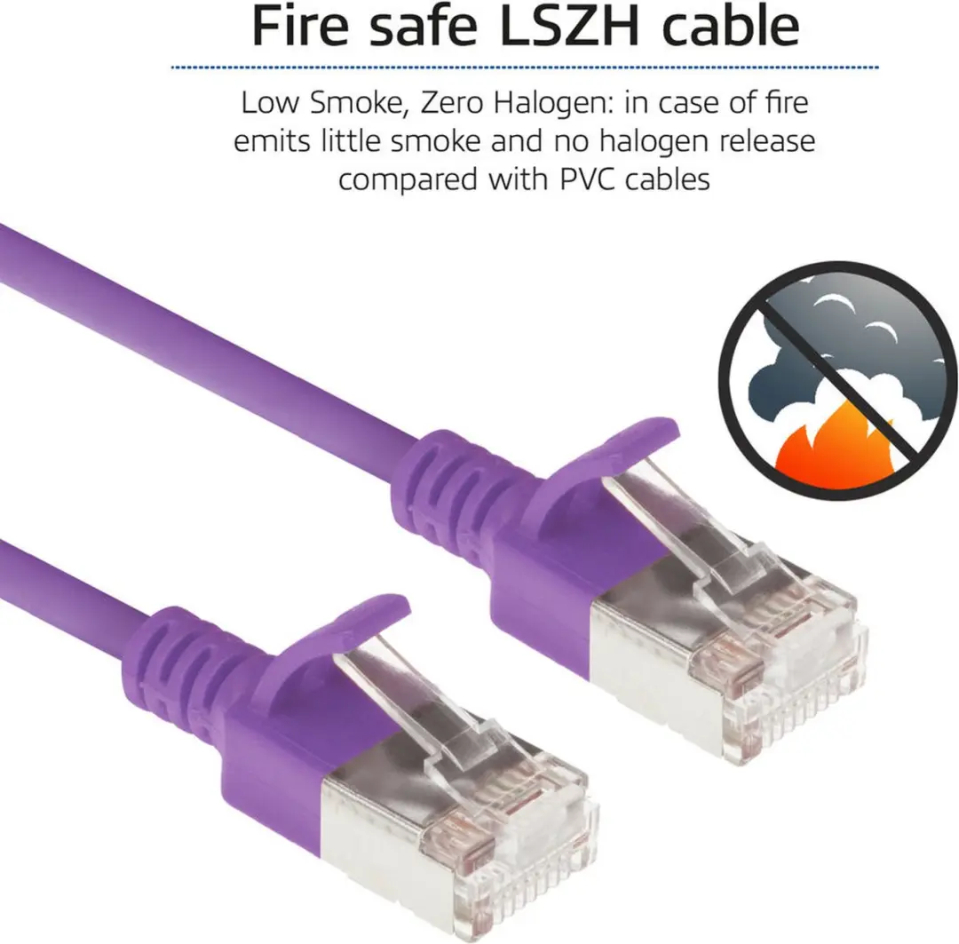 ACT Paarse LSZH U/FTP CAT6A Patchkabel 0,5m - Snagless
