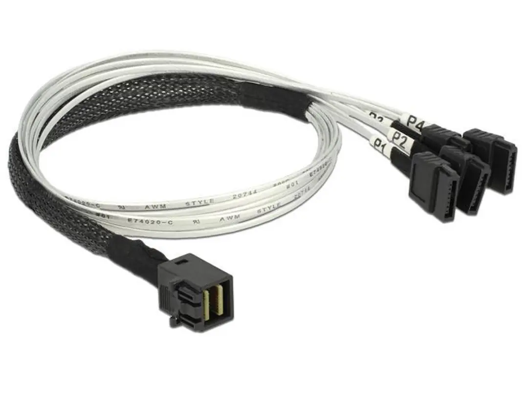Delock Mini-SAS HD naar 4x SATA Kabel - 0,50m - Zwart