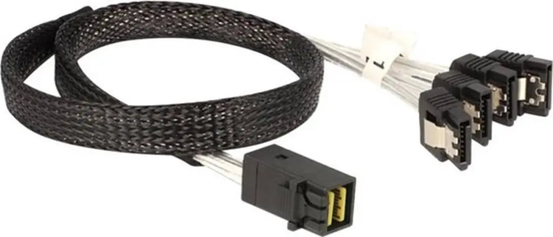 Delock Mini-SAS HD naar 4x SATA Kabel - 0,50m - Zwart