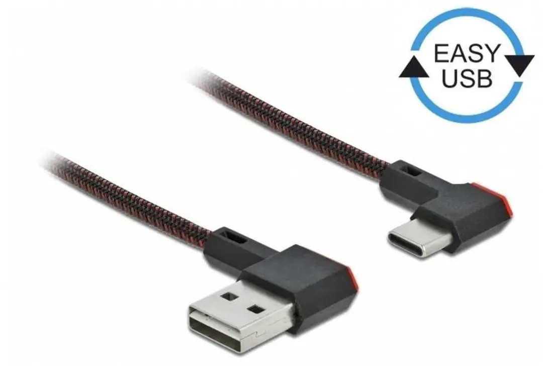 Delock USB-C Easy-USB-A Kabel 1m - 18W QC - Zwart/Rood