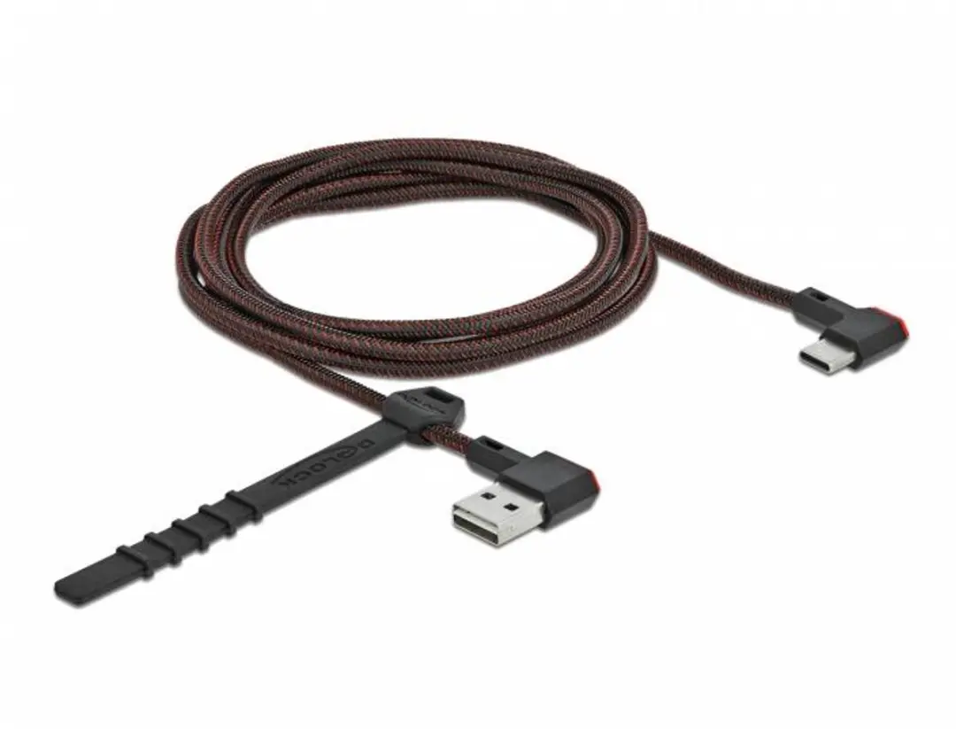 Delock USB-C Easy-USB-A Kabel 1m - 18W QC - Zwart/Rood