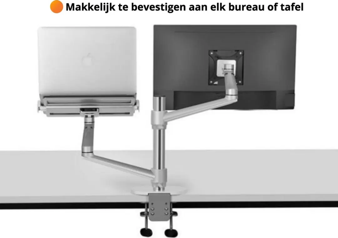R2B Monitorbeugel - 2 Schermen 10-27" - Zilver