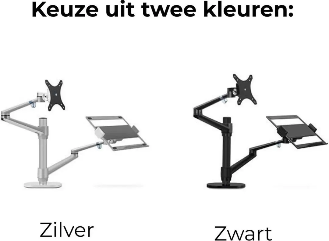 R2B Monitorbeugel - 2 Schermen 10-27" - Zilver