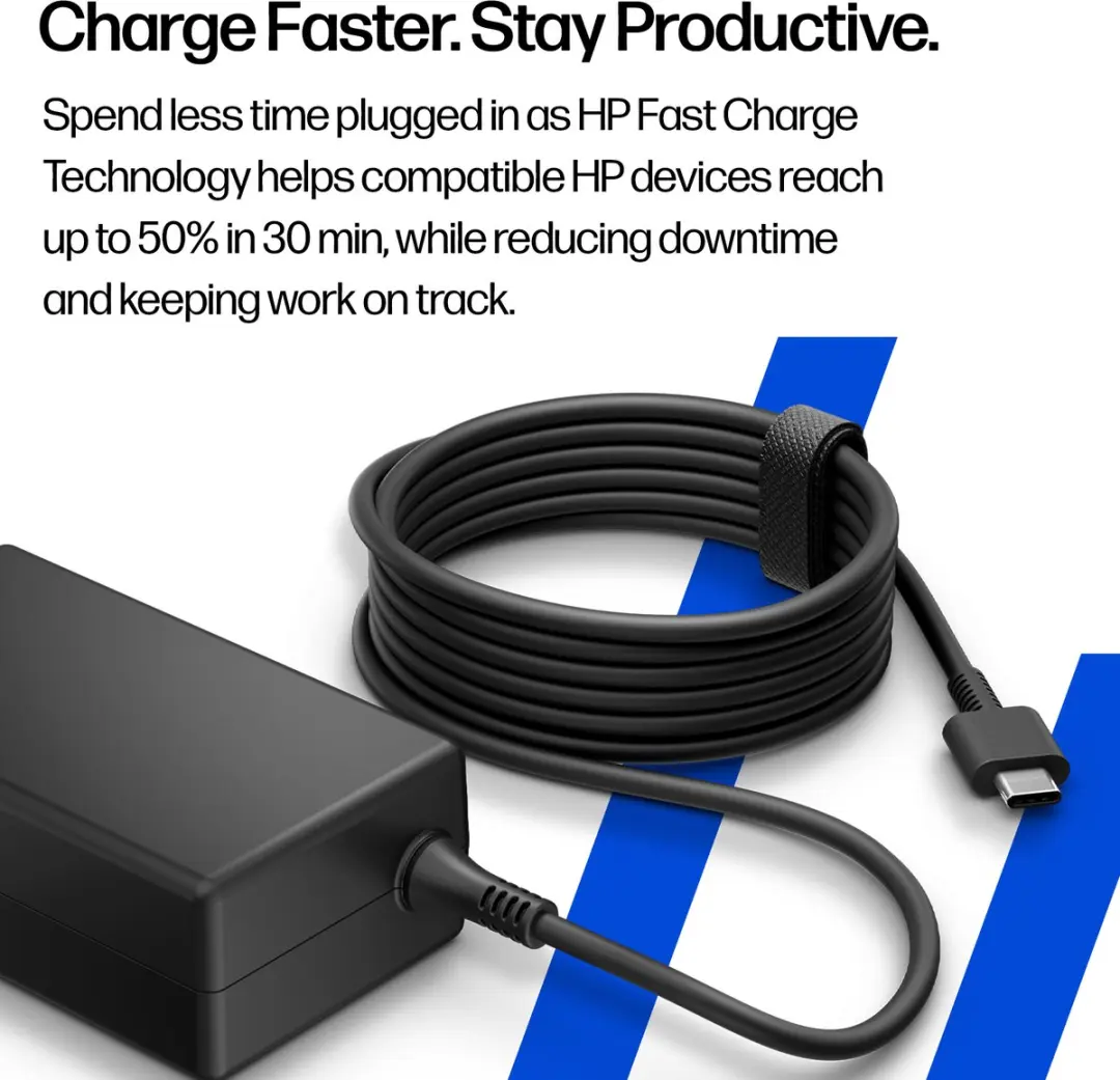 HP 65W GaN USB-C LC Power Adapter D37B7AA#ABB - Zwart