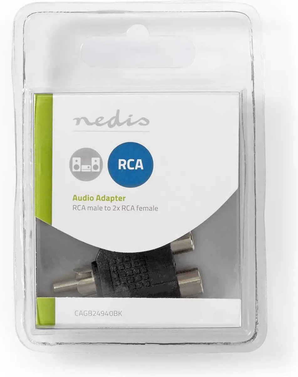 Nedis Subwoofer-Adapter RCA Male naar 2x RCA Female - Zwart