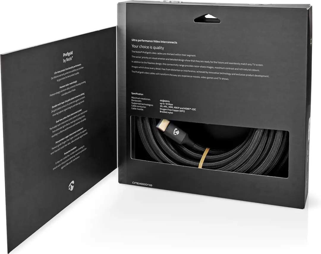 Nedis HDMI-Kabel CVTB34000GY100 4K60Hz 18Gbps 10m - Gun Metal Grijs