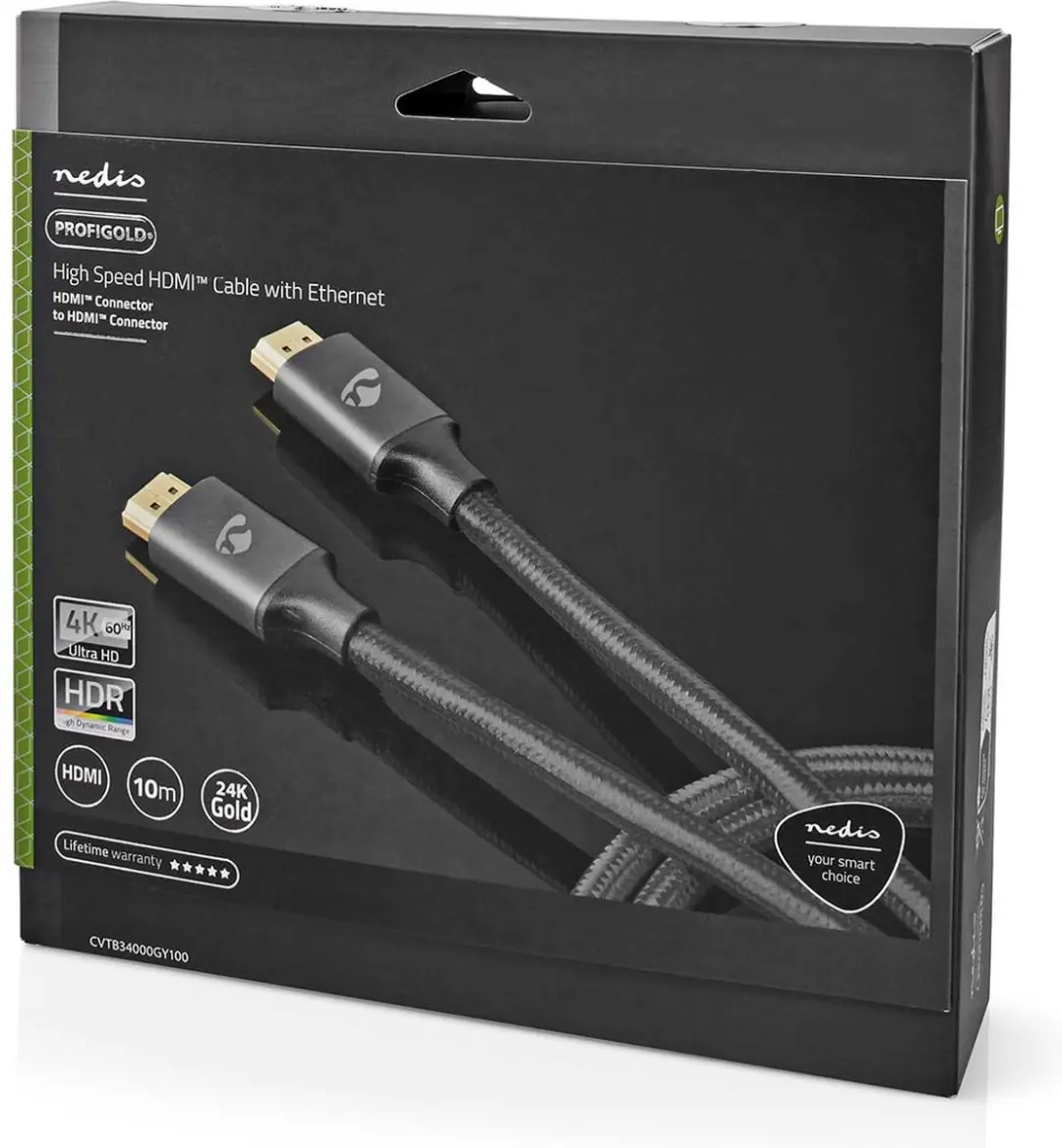 Nedis HDMI-Kabel CVTB34000GY100 4K60Hz 18Gbps 10m - Gun Metal Grijs